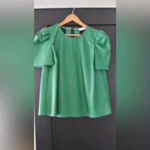 THML Vibrant pleather Green Top